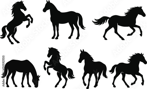 set of horse silhouettes