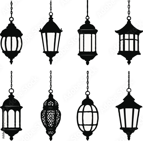 vector set of lantern silhouette 