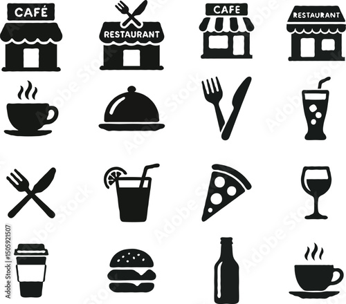 cafe, restaurant and food icon