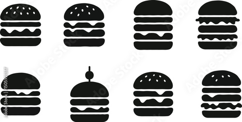 burger icon silhouettes 