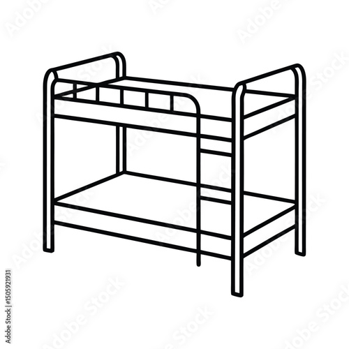A clip art of Bunk Bed outline on white background