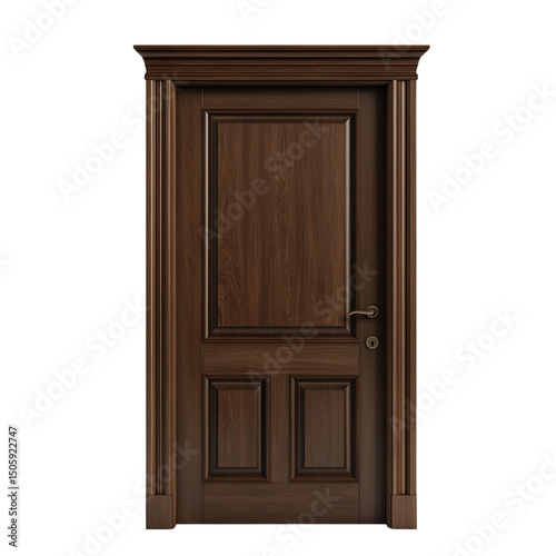 Wooden Interior Door on Transparent Background