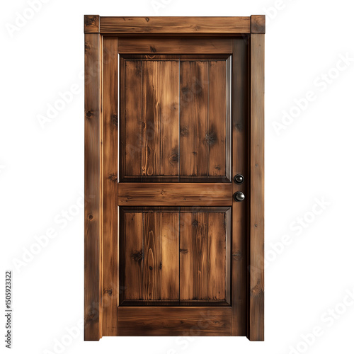 Wooden Interior Door on Transparent Background