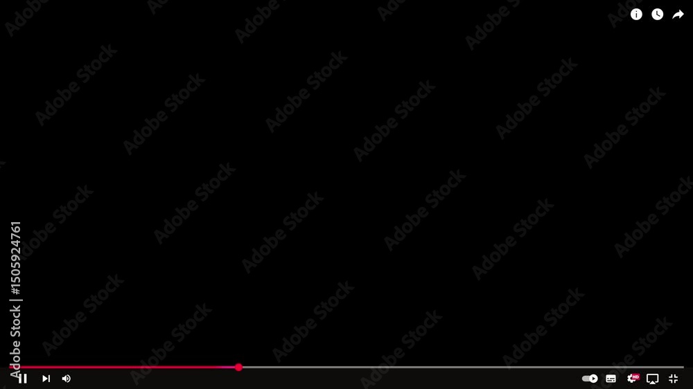 YouTube Desktop Animation - Fullscreen YT Player UI Overlay (Black Multiply Overlay Background) – Horizontal Layout Web Interface Mockup for Campaign Assets and Sizzle Reel Content