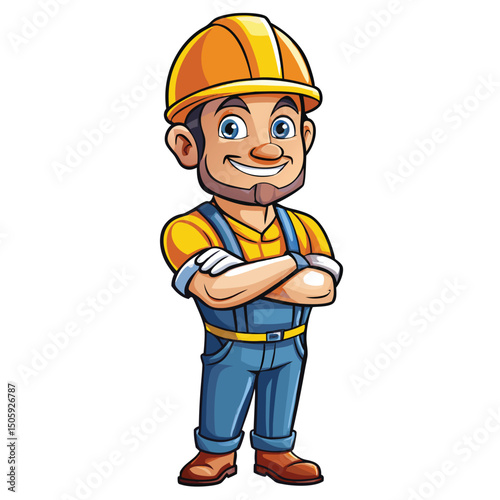Cartoon construction worker with crossed arms (1)
