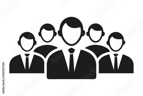 Group of Business People Icon in Black and White Style