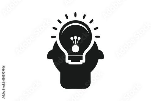 Creative Thinking Concept Silhouette of a Head with a Glowing Lightbulb