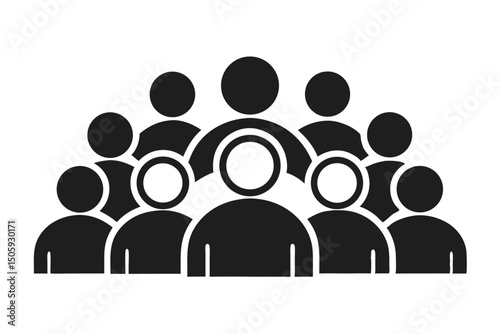 Group of People Icon with Leadership Highlighted in a Crowd