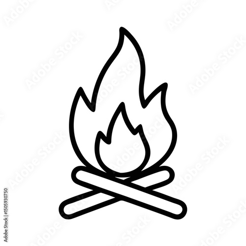 Minimalist Campfire Line Icon for Outdoor and Adventure Themes