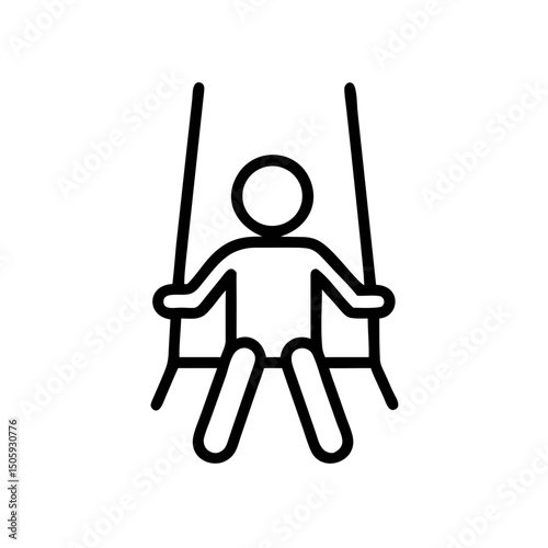 Swing Icon Outline – Minimal Person Playing on Playground Swing
