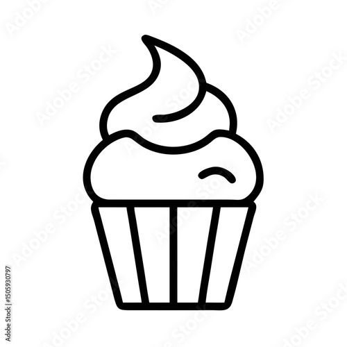 Cupcake Line Icon for Bakery and Dessert Designs