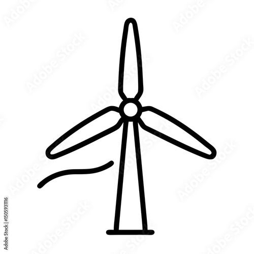 Wind Turbine Icon Outline for Renewable Energy Concepts