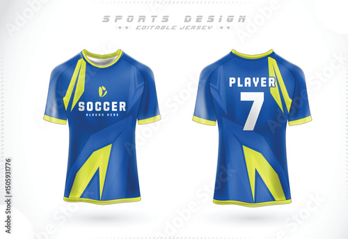 Soccer jersey Template. Sport t-shirt Design front and back view