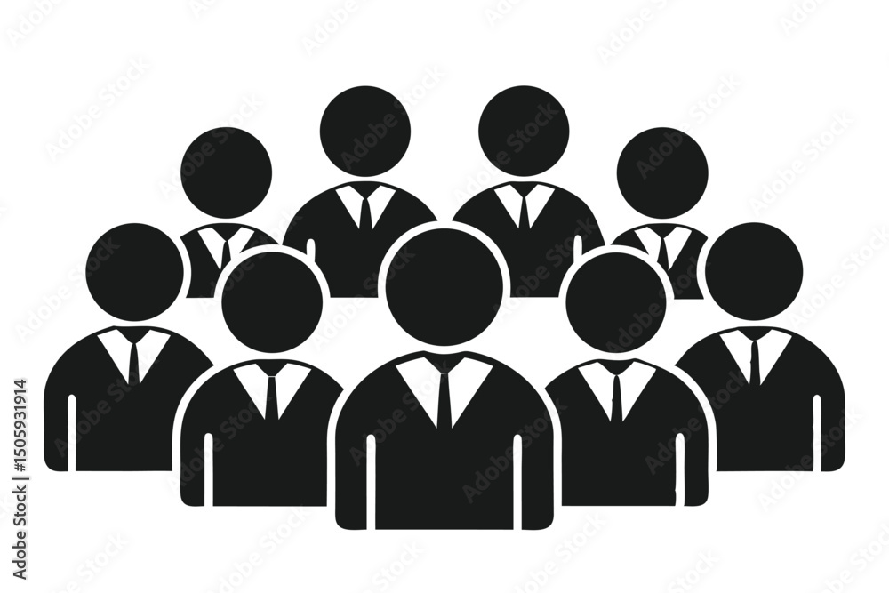 Group of Business People Black and White Icon Illustration Group of Business People Black and White Icon Illustration