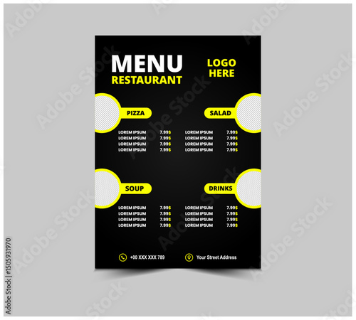 Fast Food Flyer Menu Restaurant Template Design Vector Illustration