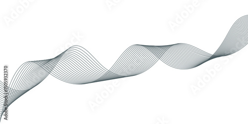 abstract Grey wave line background on white background.	