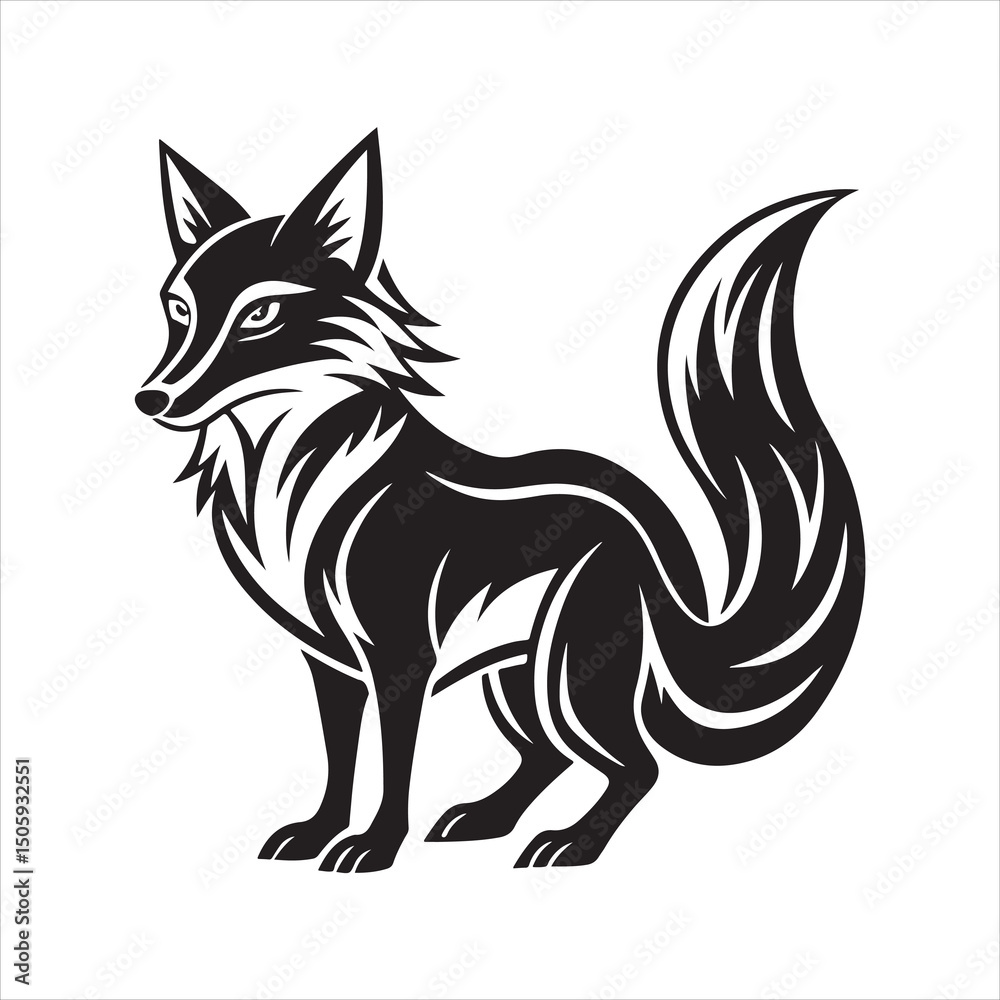 Obraz premium Red fox silhouette vector