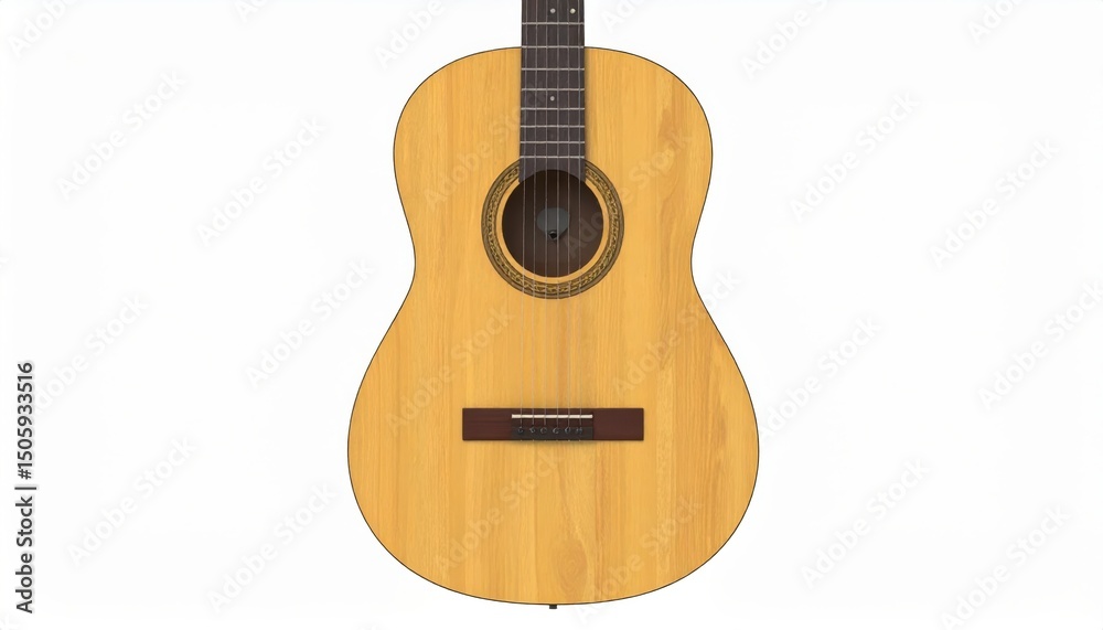 Obraz premium The allure of acoustic harmony, exploring the beauty of a wooden guitar with black pickguard