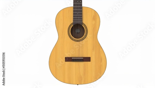 The allure of acoustic harmony, exploring the beauty of a wooden guitar with black pickguard photo
