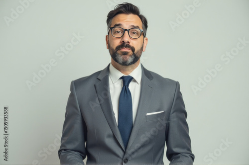 A businessman posed for a photo in formal attire