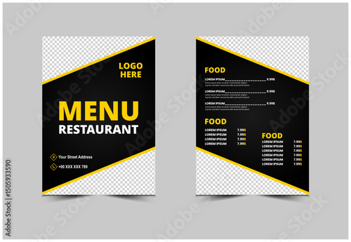Restaurant Menu Design Template Fast Food Flyer Vector Illustration