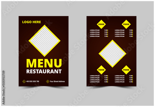 Restaurant Menu Template Fast Food Flyer Design Vector Illustration