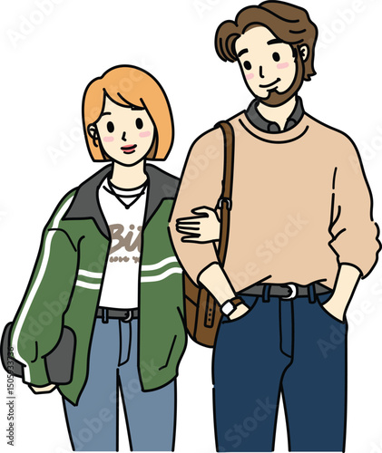 Illustration Couple drawing cute cartoon love boyfriend girlfriend