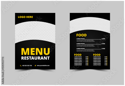 Menu Template Restaurant Food Fast Food Flyer Design Vector Illustration