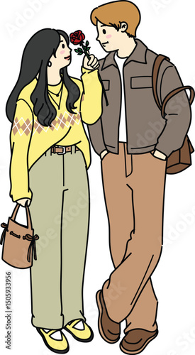 Illustration Couple drawing cute cartoon love boyfriend girlfriend