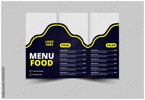 Menu Food Template Design Fast Food Brochure With Steak And Drinks Vector Illustration