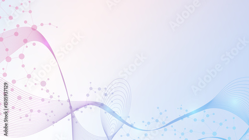 Structure molecule and communication. Dna, atom, neurons. Scientific concept for your design. Connected lines with dots. Medical, technology, chemistry, science background.  illustration