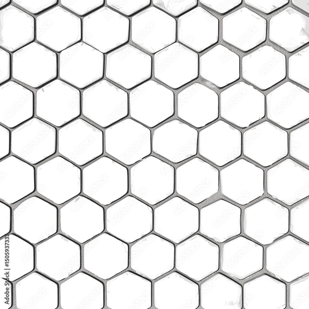 Geometric Hexagon Mosaic Sheet in White Marble with Soft Grey Veins Geometric Hexagon Mosaic Sheet in White Marble with Soft Grey Veins