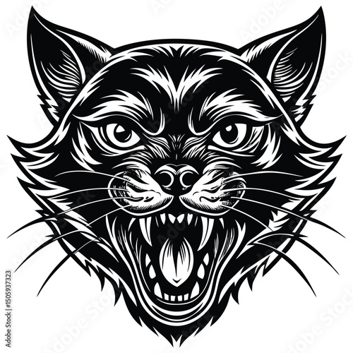 Angry feline head graphic (2)