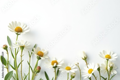 Delicate white wildflowers on pure white background, wildflowers, elegant, background