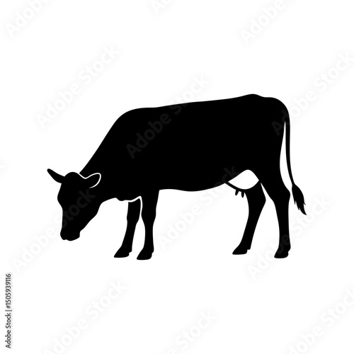 cow silhouette vector illustration cow grazing