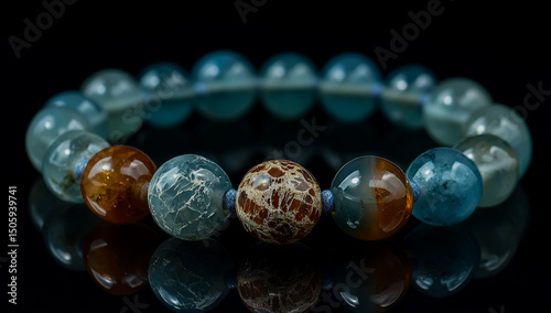 Elegant aquamarine bead bracelet made with a combination of small and large polished stones for a sophisticated look.