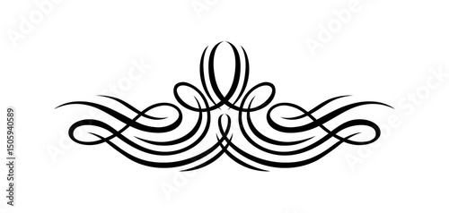 Vintage swirling element. Retro decorative curling vignette.