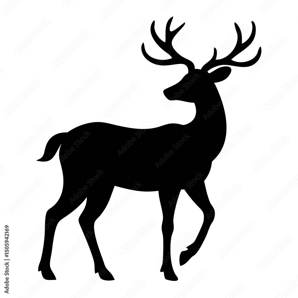 Fototapeta premium black and white Deer wild Silhouette