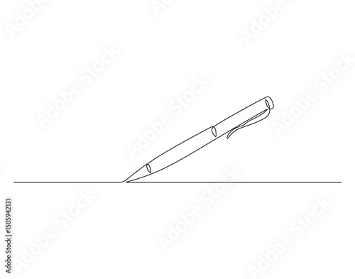 Pen continuous line. Continuous one line drawing Pen. Back to school concept. Single line drawing