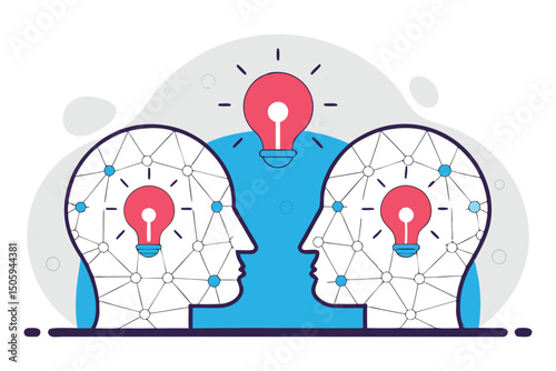 Conceptual illustration of ideas sharing brainstorming and innovation for creative concepts