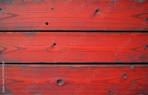 aged wooden boards warm toned texture feature bright red weathered finish vintage painted