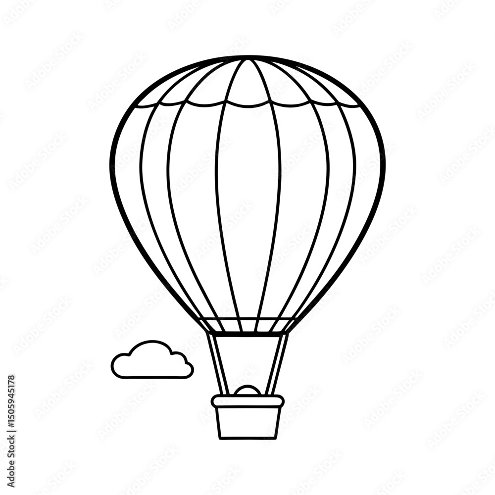 Obraz premium cozy hot air balloons floating the sky color line art silhouette