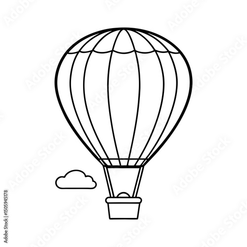 cozy hot air balloons floating the sky color line art silhouette
