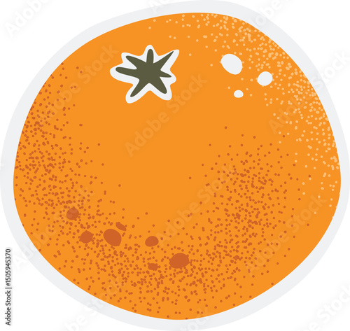 Orange Hand-drawn Fruit Illustration Vector Sticker on Transparent Background