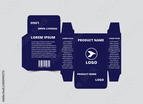 Packaging Design Template Blue With Logo Brand Name Product Vector Illustration