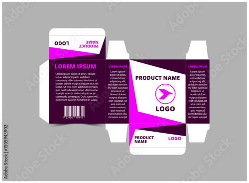 Packaging Design Template Purple With Logo Brand Name Product Vector Illustration