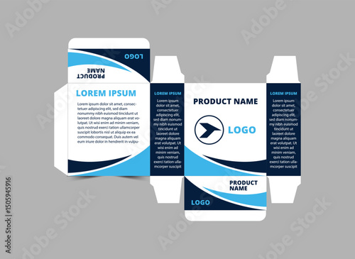 Packaging Design Template Blue With Logo Brand Name Product Vector Illustration