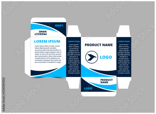 Packaging Design Template Blue With Logo Brand Name Product Vector Illustration