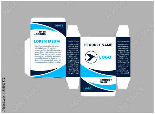 Packaging Design Template Blue With Logo Brand Name Product Vector Illustration