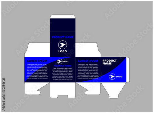 Packaging Design Template Blue With Logo Brand Name Product Vector Illustration